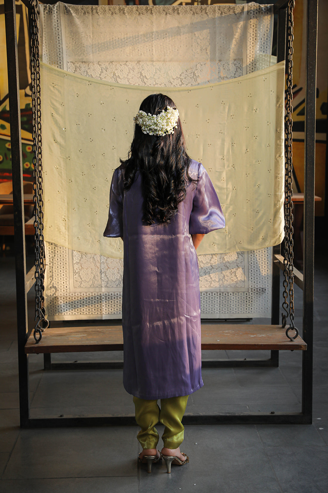 Purple Glass Organza Luxe Kurta Set