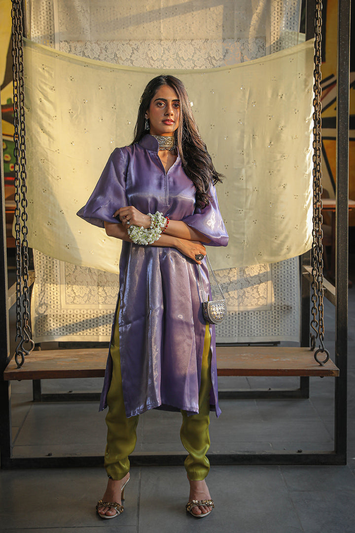 Purple Glass Organza Luxe Kurta Set