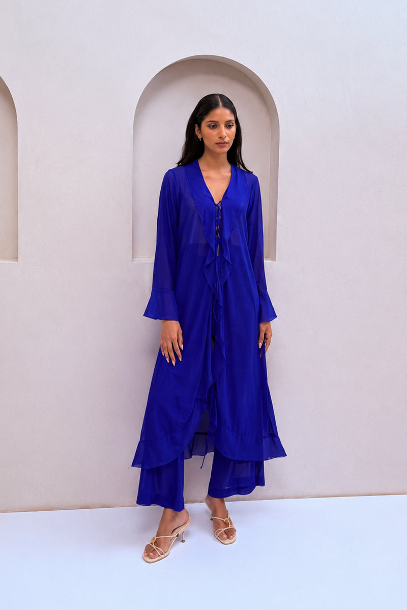 Electric Blue Net Frill Co-Ord Set