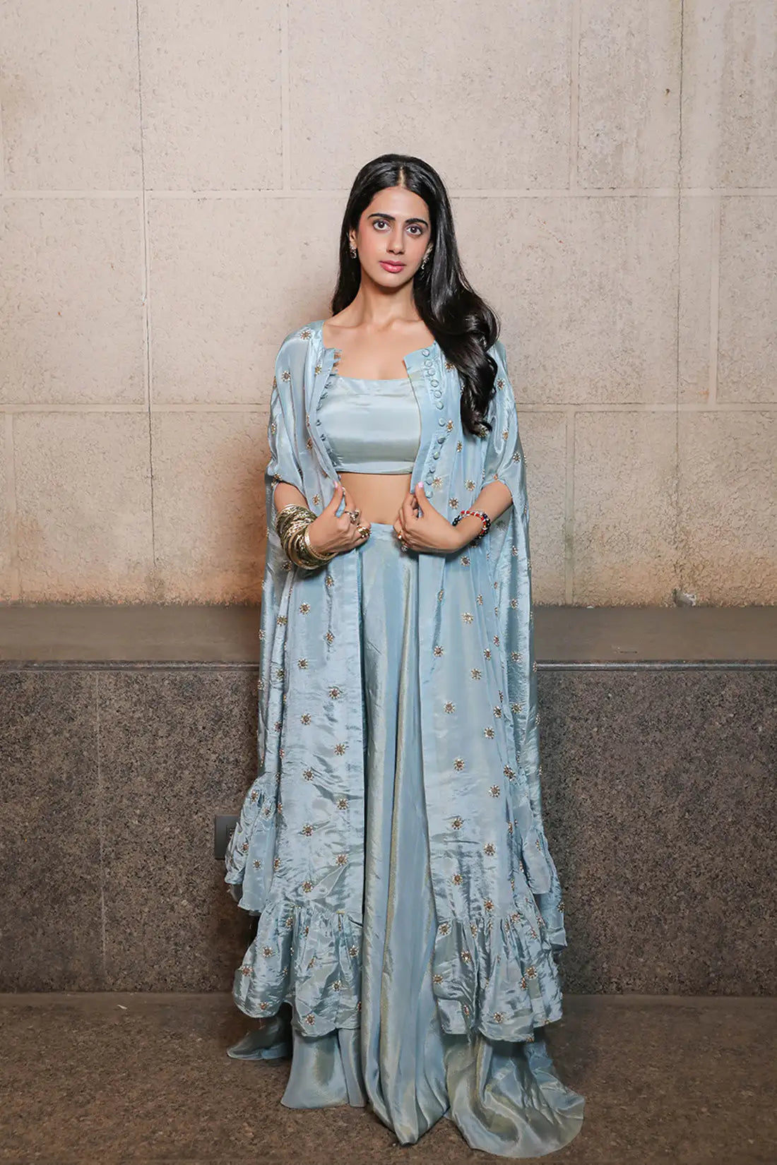 Sky Mist Tissue Silk Kaftan Set