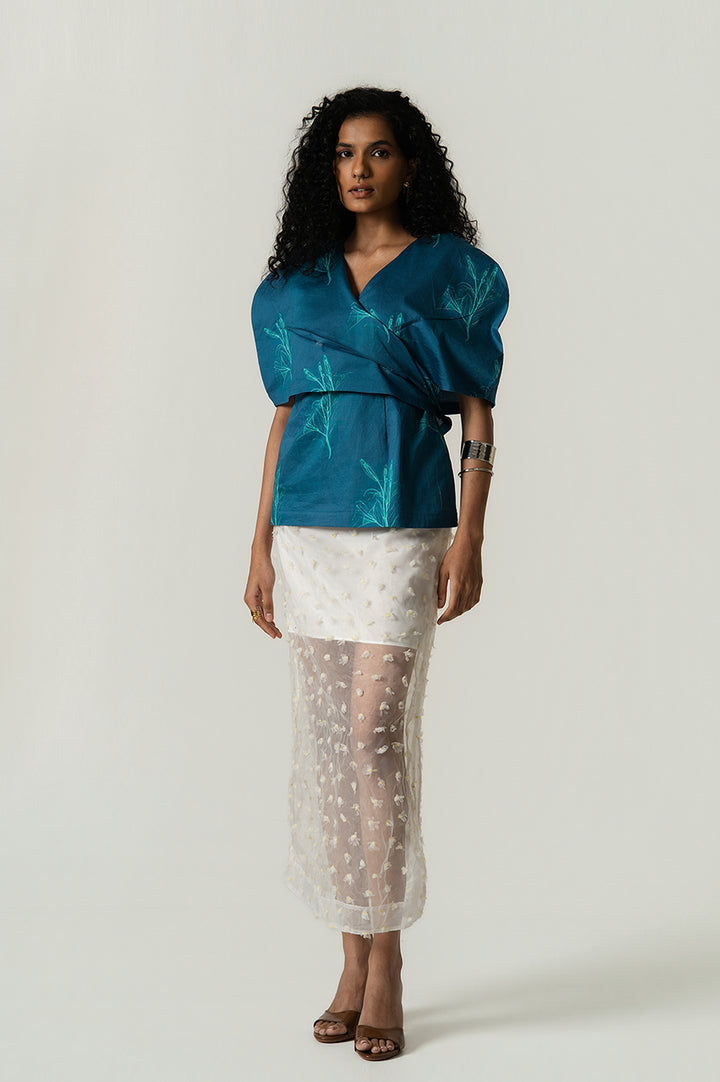 Power Shoulder Cape Top