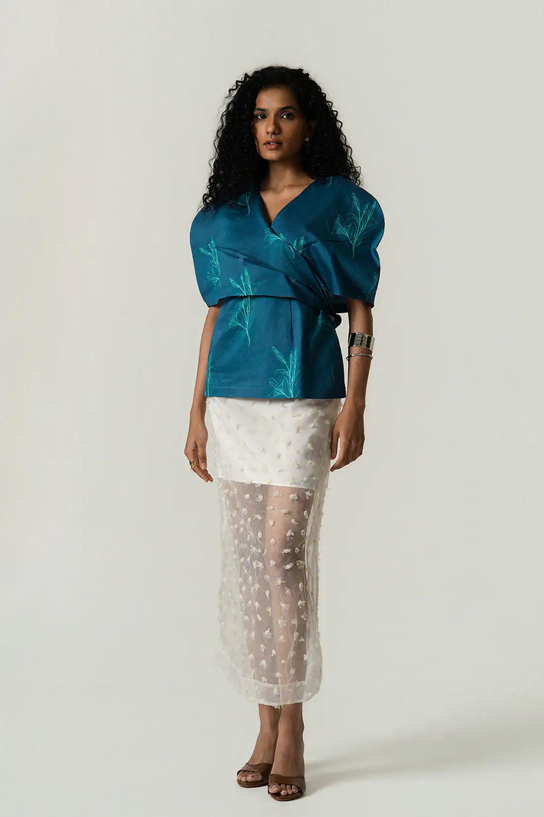 Power Shoulder Cape Top