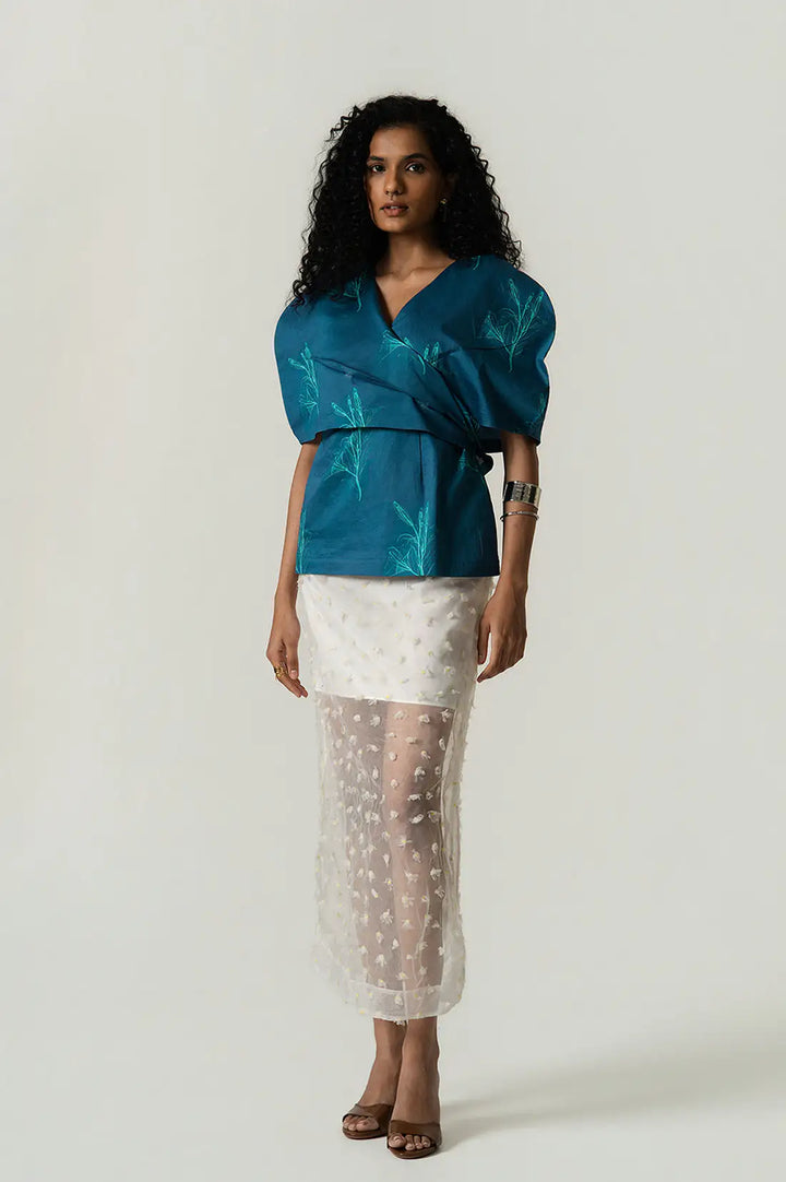 Power Shoulder Cape Top
