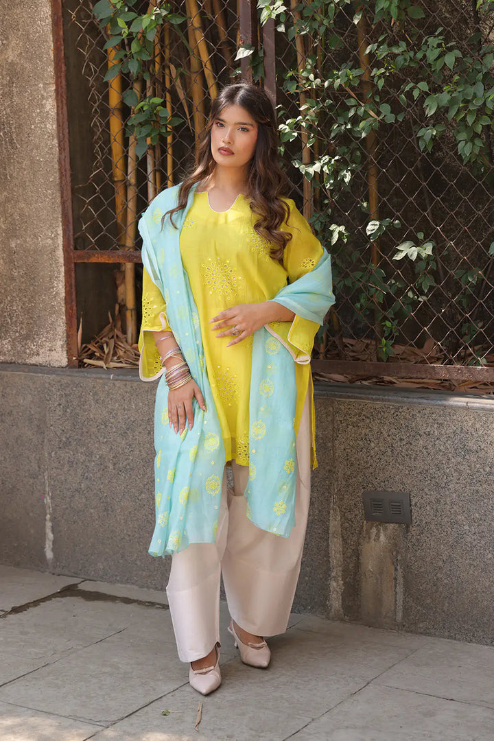 Lime Glow Kurta Set
