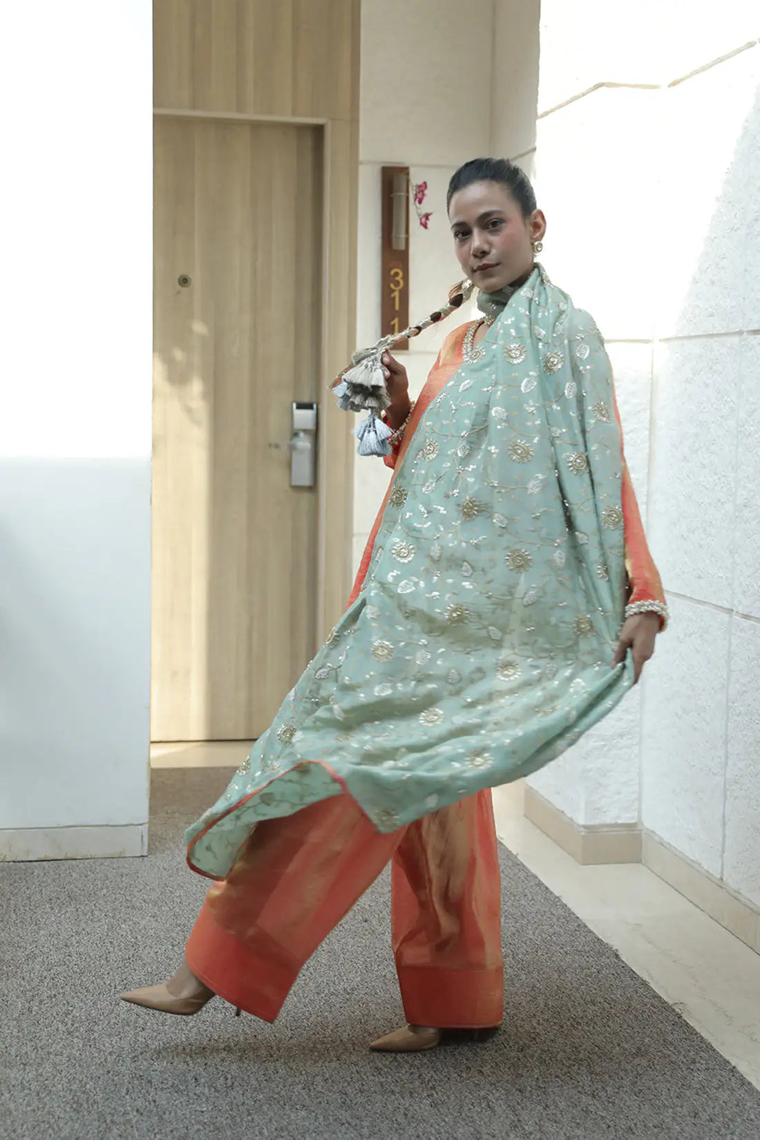 Flowy Glass Tissue Organza Farsi Salwar Set