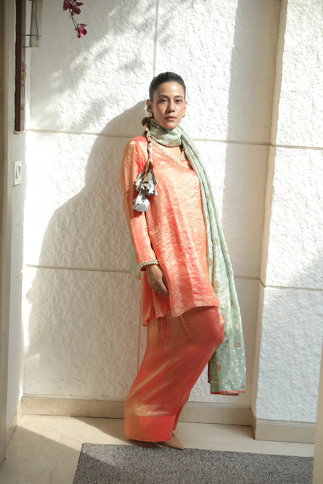 Flowy Glass Tissue Organza Farsi Salwar Set