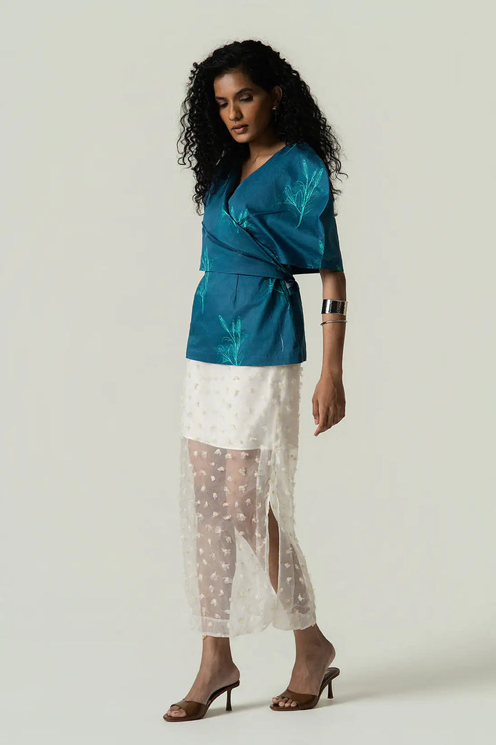 Power Shoulder Cape Top