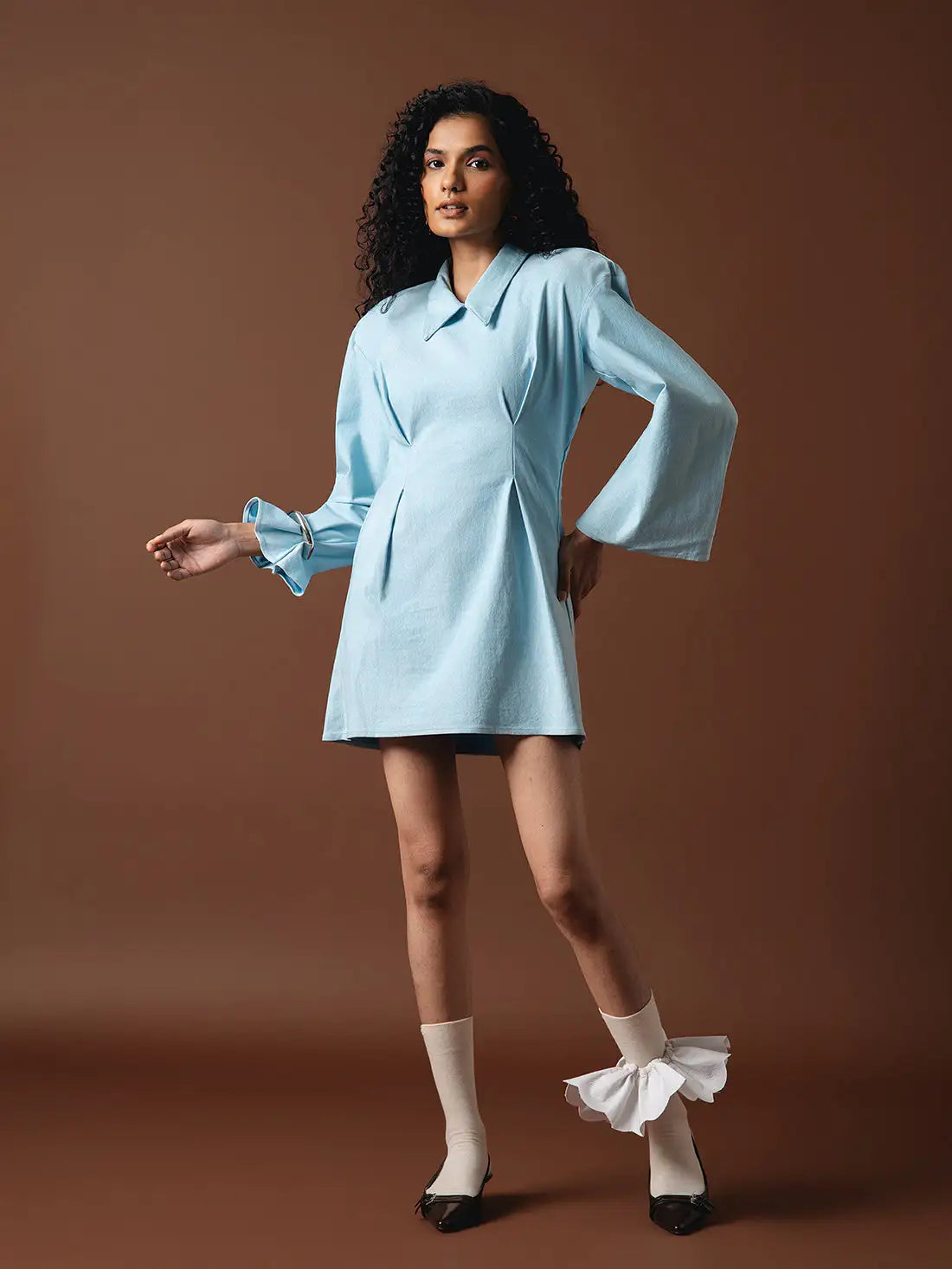 Icey Blue Power Shoulder Denim Set