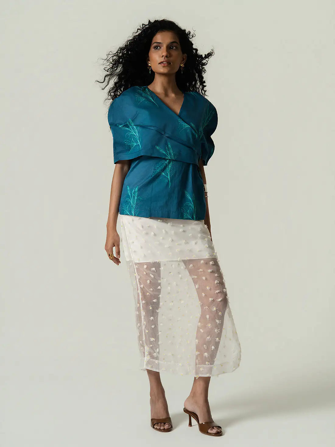 Power Shoulder Cape Top