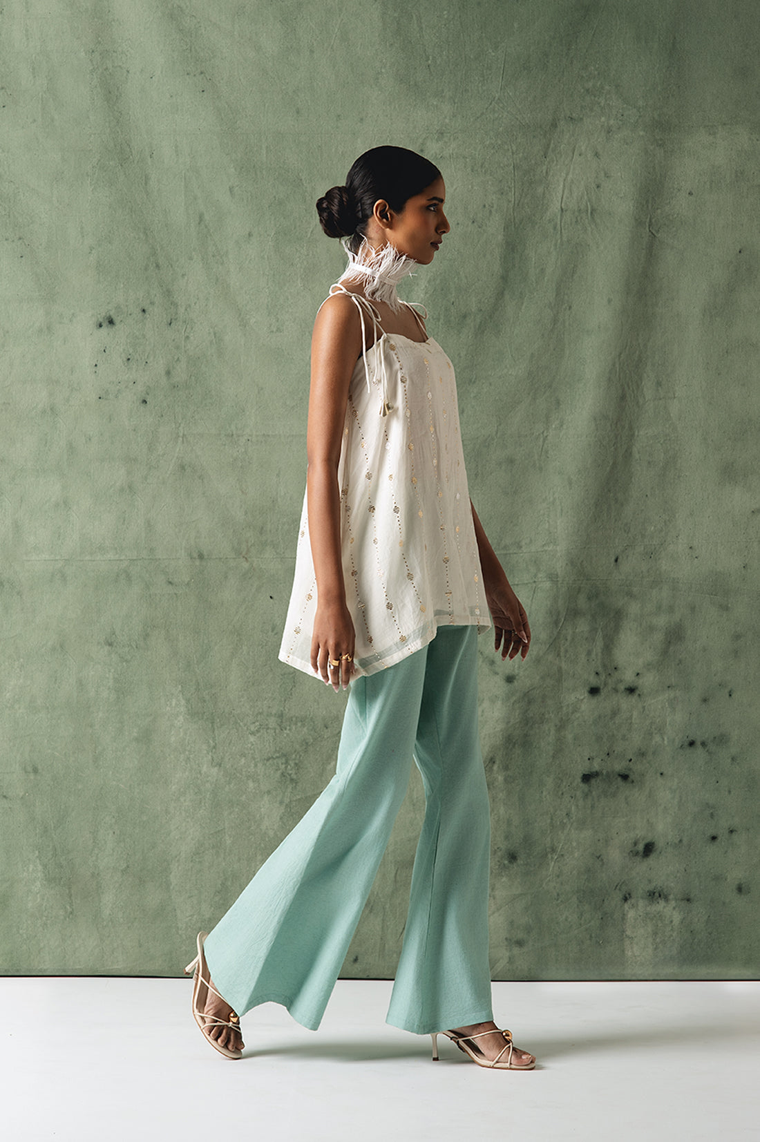 White Cotton Gotta Embellished Co-Ord Set