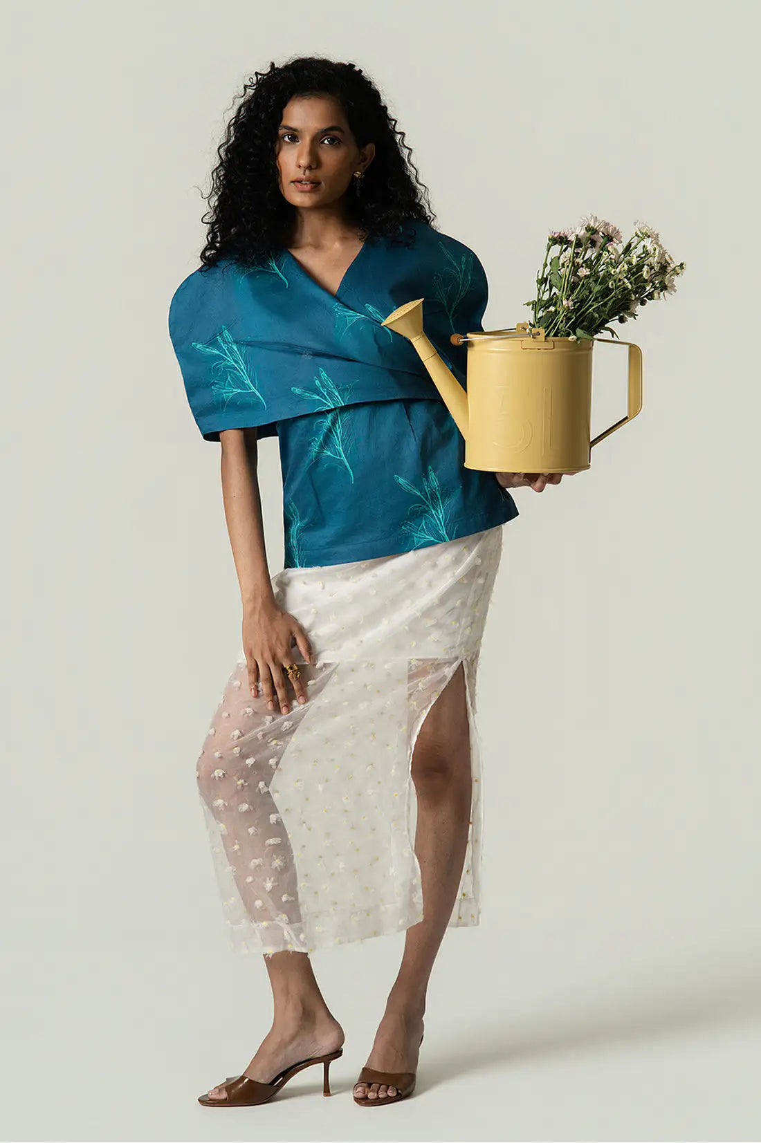 Power Shoulder Cape Top