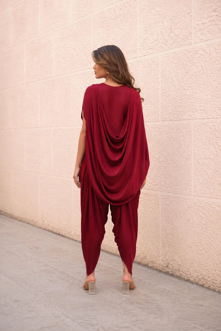 MAROON GLOSS DRAPE SET