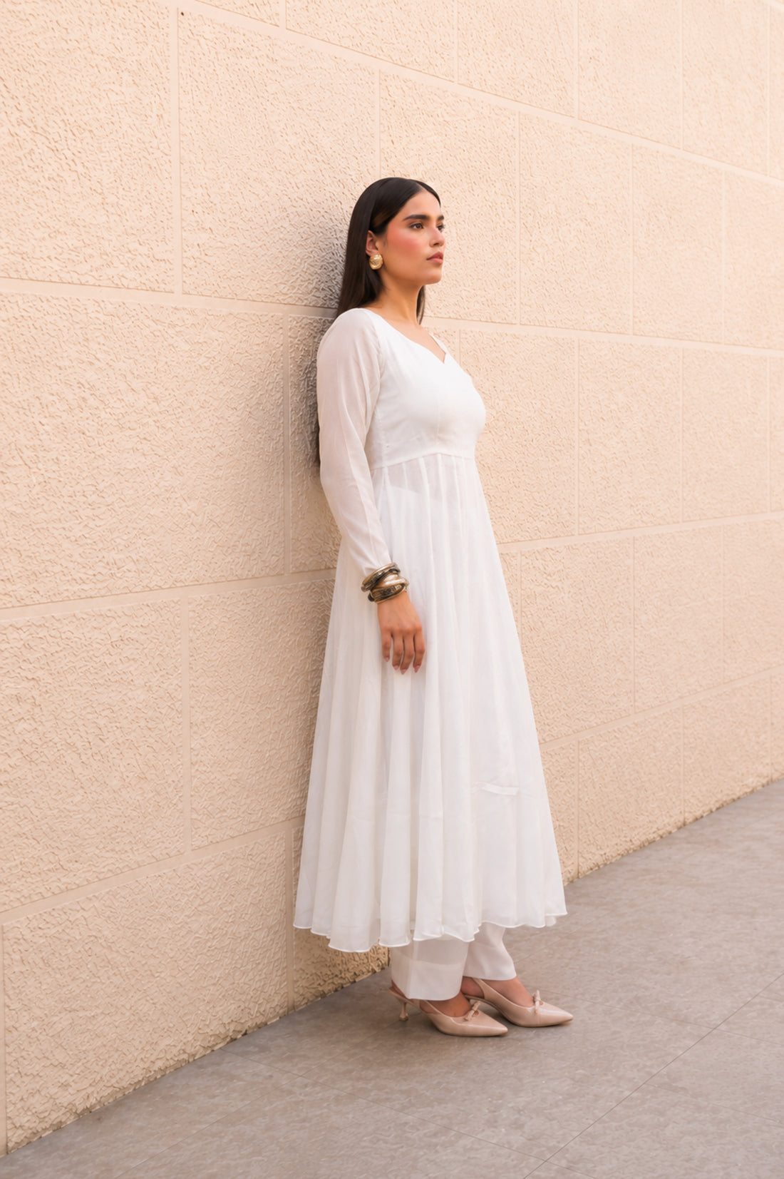 WHITE ANARKALI SET