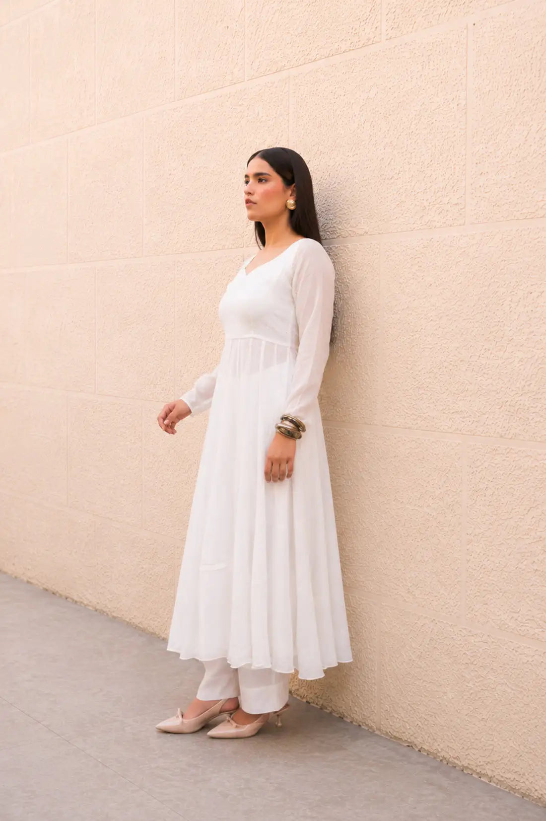 WHITE ANARKALI SET