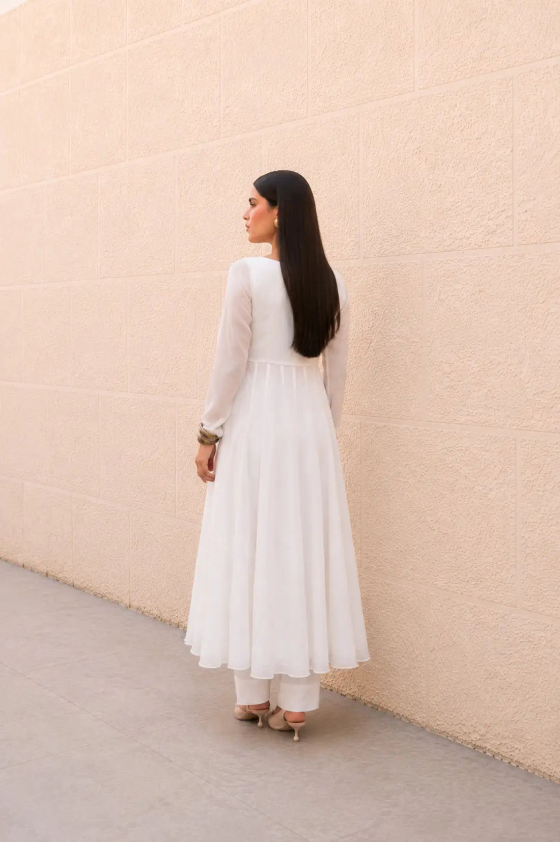 WHITE ANARKALI SET