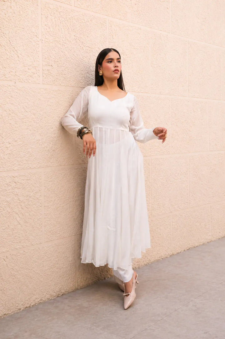 WHITE ANARKALI SET