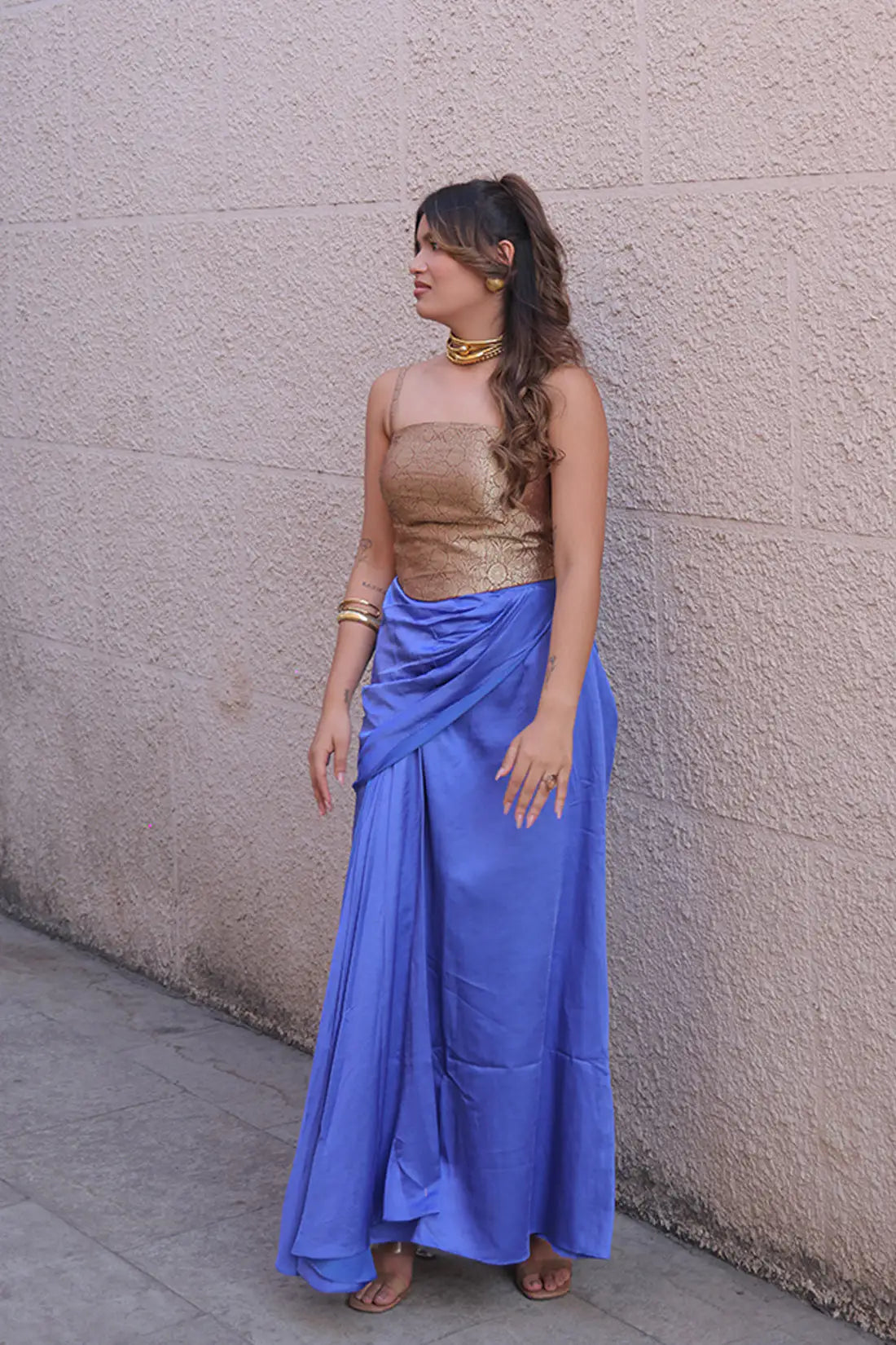 Royal Blue Brocade Co-Ord Set