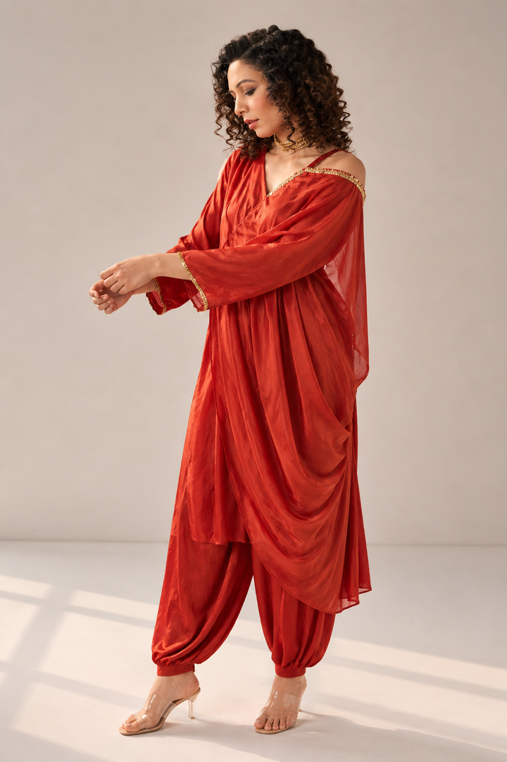 Orange Glass Tissue Draped Set