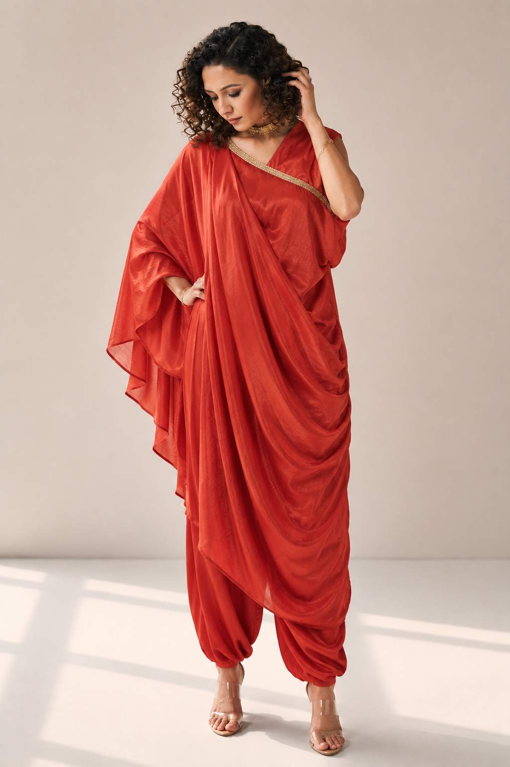 Orange Glass Tissue Draped Set