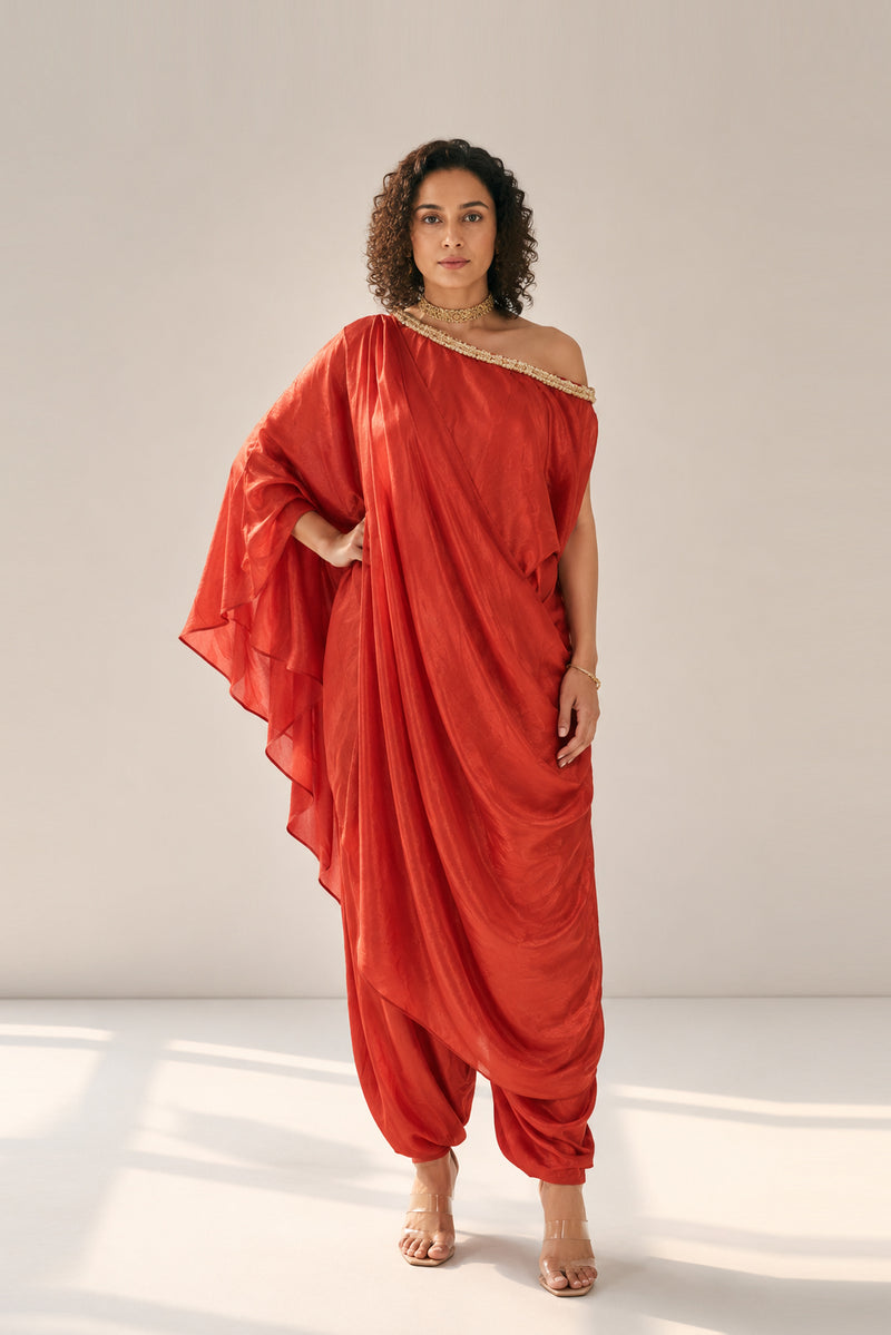 Orange Glass Tissue Draped Set