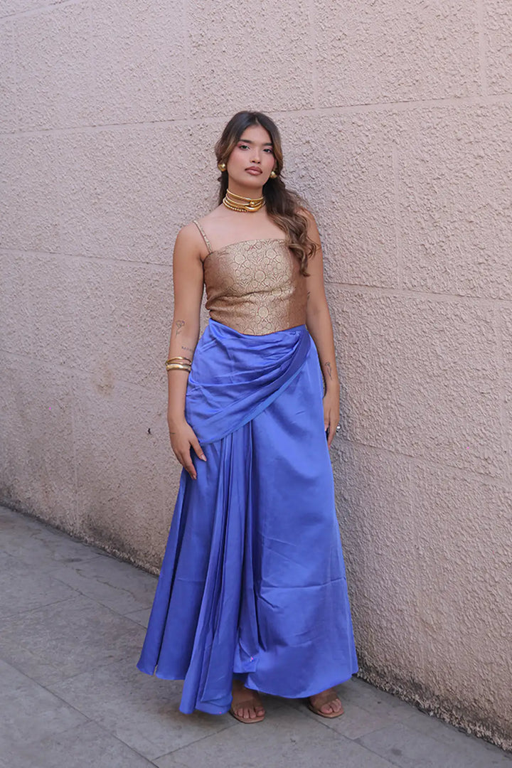 Royal Blue Brocade Co-Ord Set